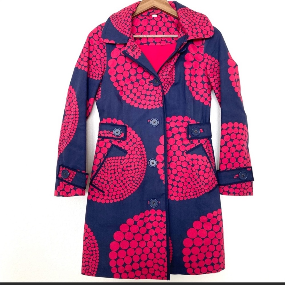 BODEN Rainy Day Mac Abstract Polka Dot Waterproof Shell Fleece Lined Rain Coat